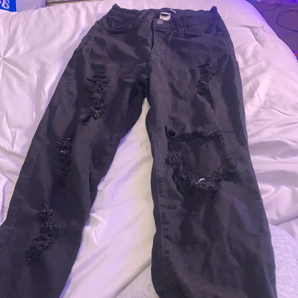 fashion nova ripped black skinny jeans